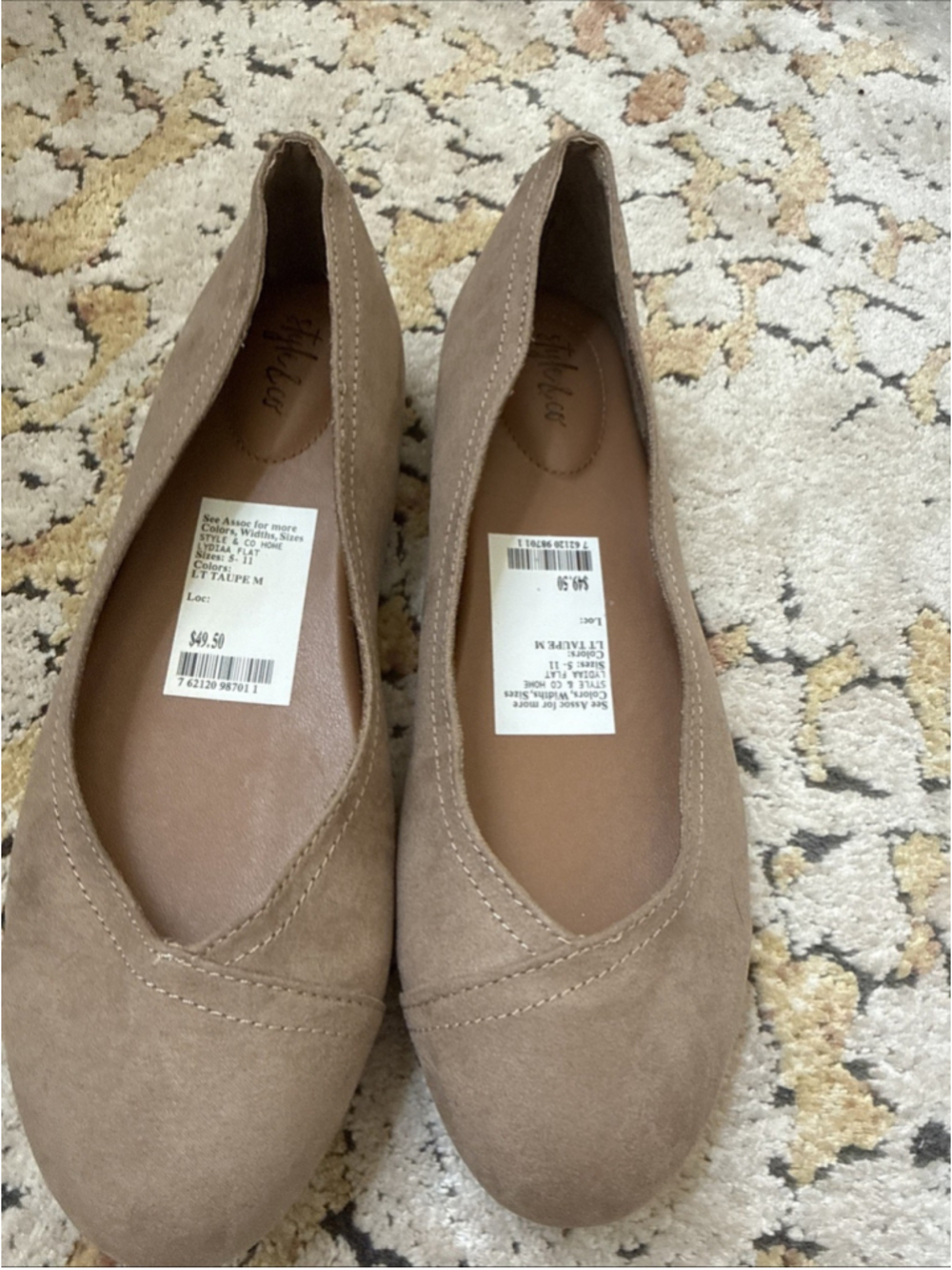 Style & Co Lydiaa Light Taupe Faux Suede Ballerina Flats Womens 8.5